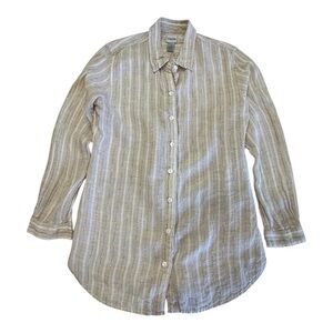Chicos Linen Button Down Shirt Size M